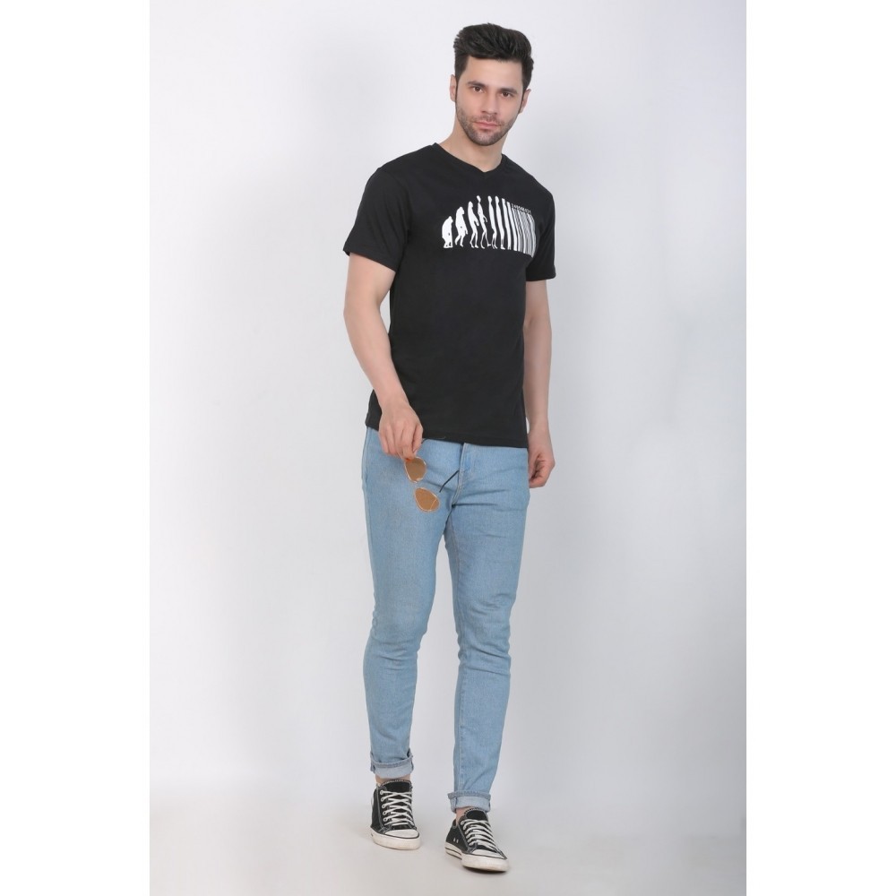 Men's Cotton Jersey V Neck Printed Tshirt