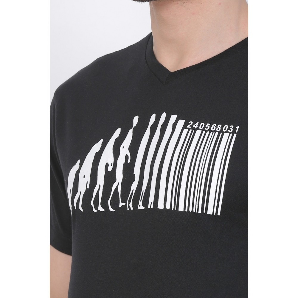 Men's Cotton Jersey V Neck Printed Tshirt