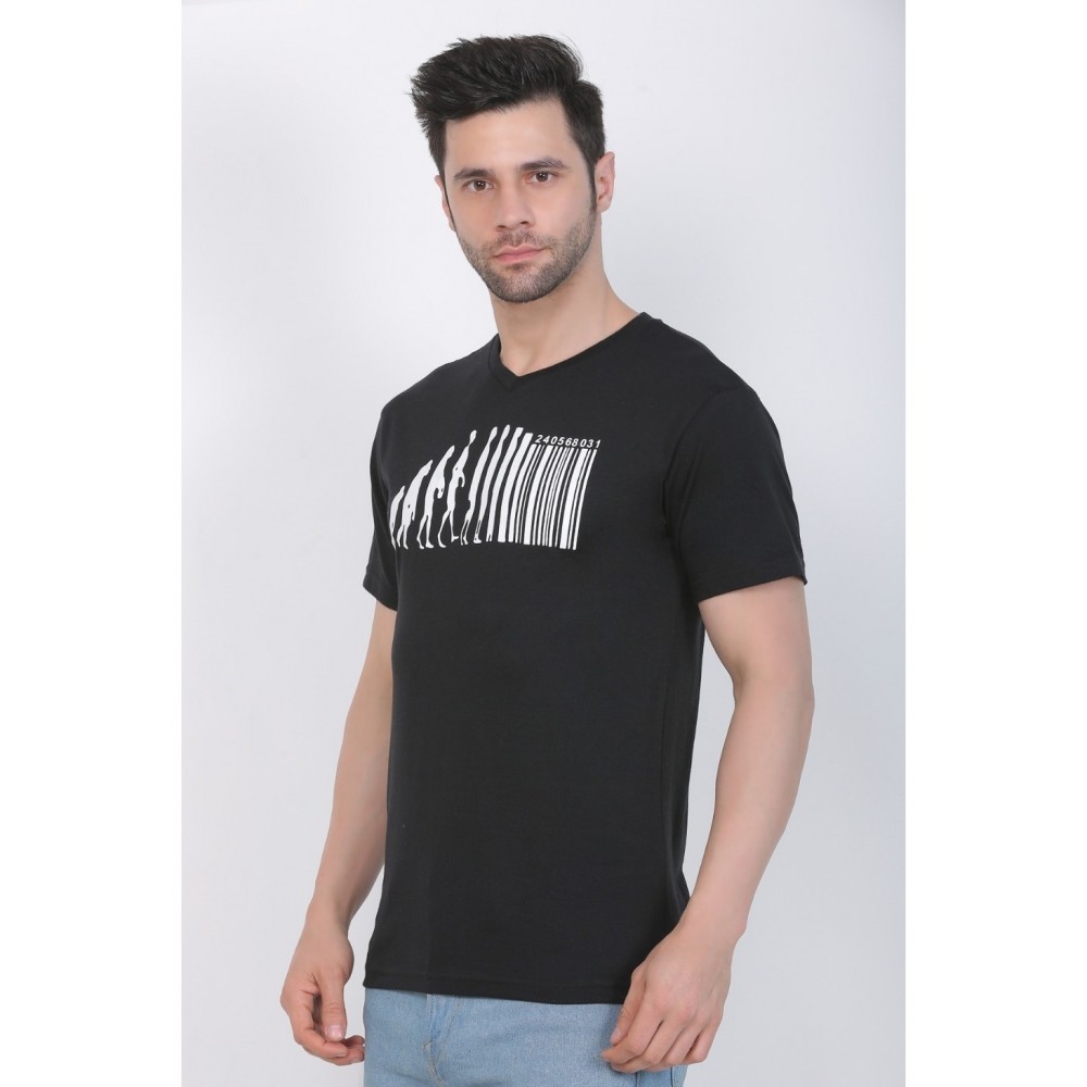 Men's Cotton Jersey V Neck Printed Tshirt