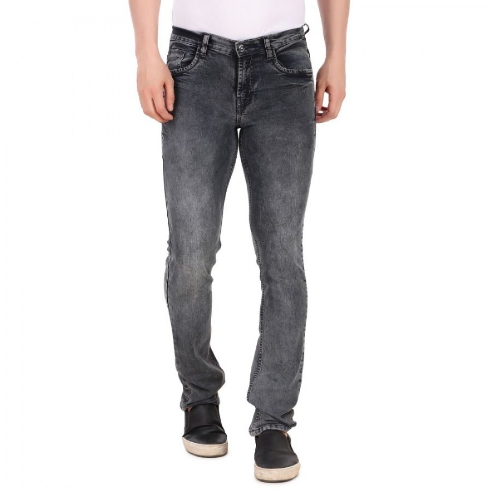 test 3 Men's Straight Fit Denim High Rise Bootcut Stretchable Jeans