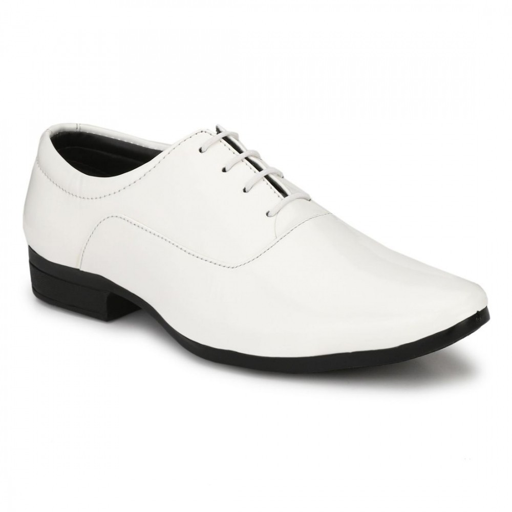 Men's White Color Patent Leather Material Casual Formal Shoes