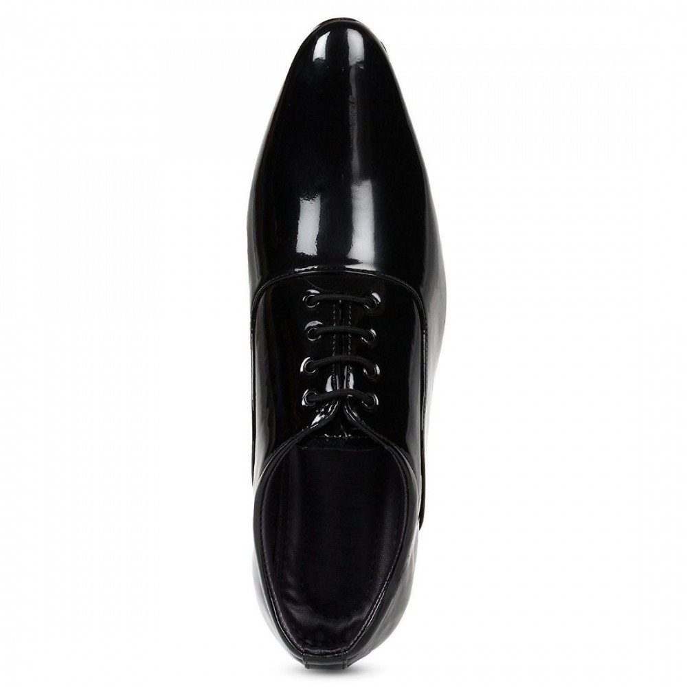 Men's Black Color Patent Leather Material Casual Formal Shoes