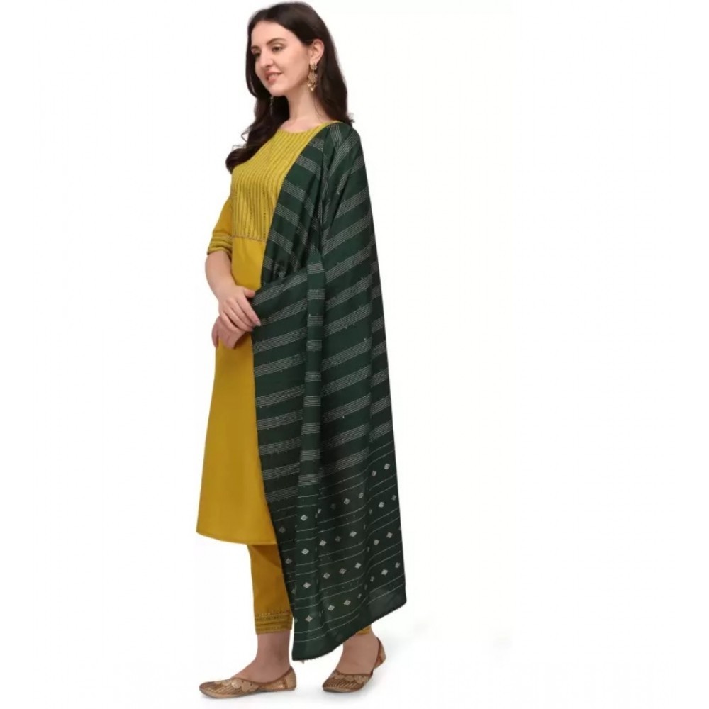 Women's Printed Kurti With Bottom Set