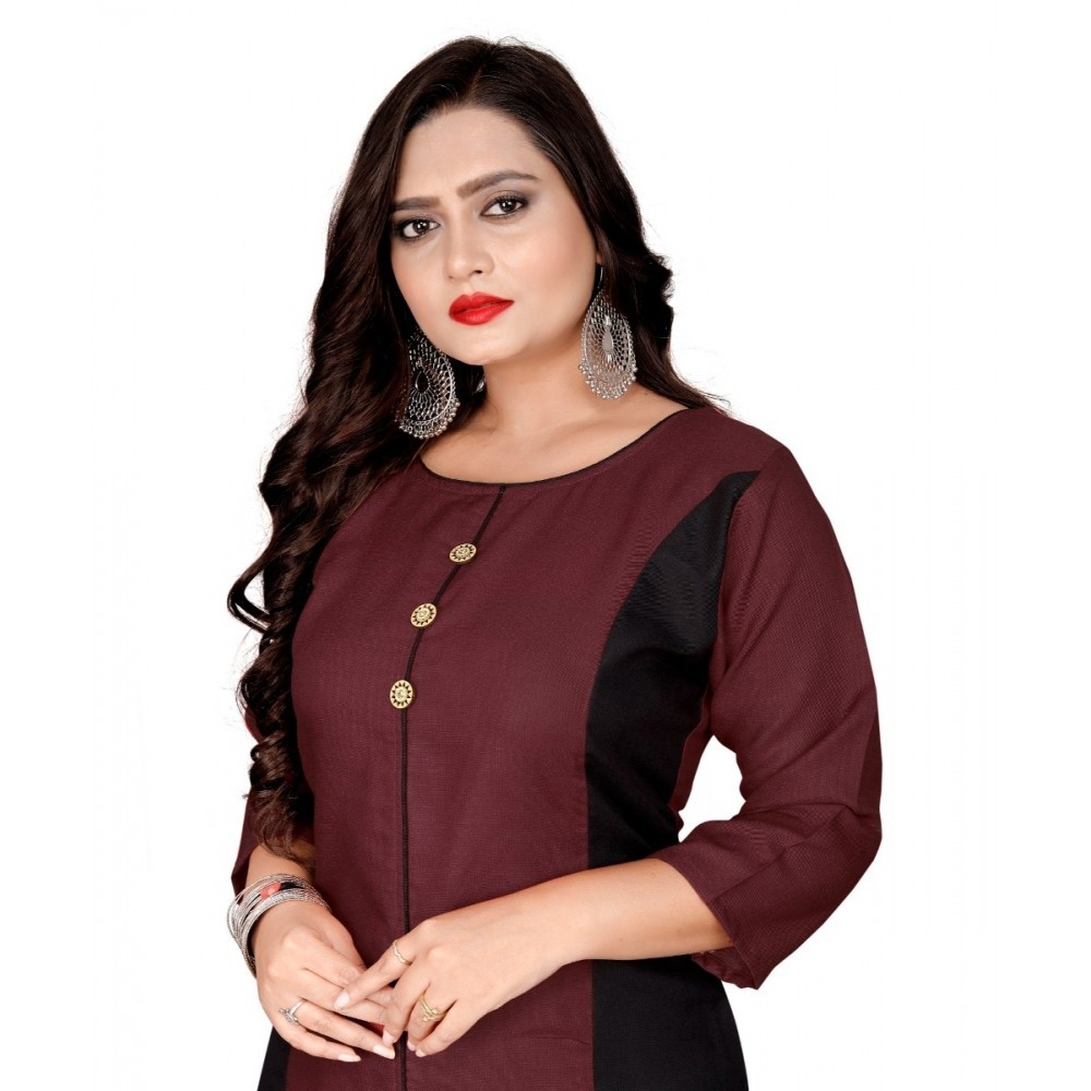 Women's Cotton Soild Straight Kurti