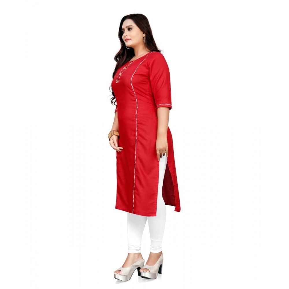 Women's Cotton Soild A-Line Kurti