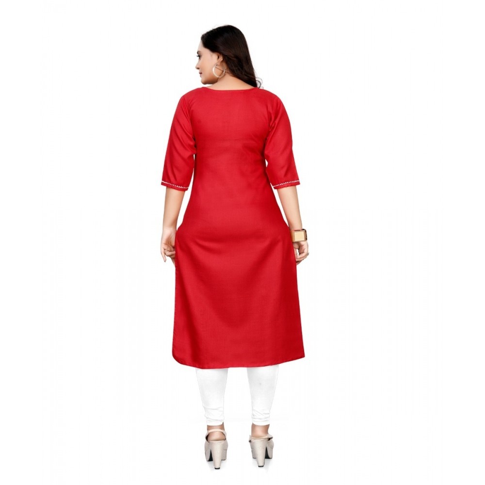 Women's Cotton Soild A-Line Kurti
