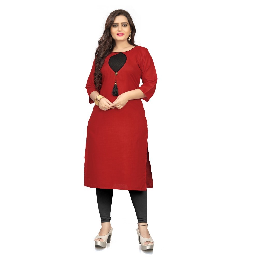 Women's Cotton Soild A-Line Kurti