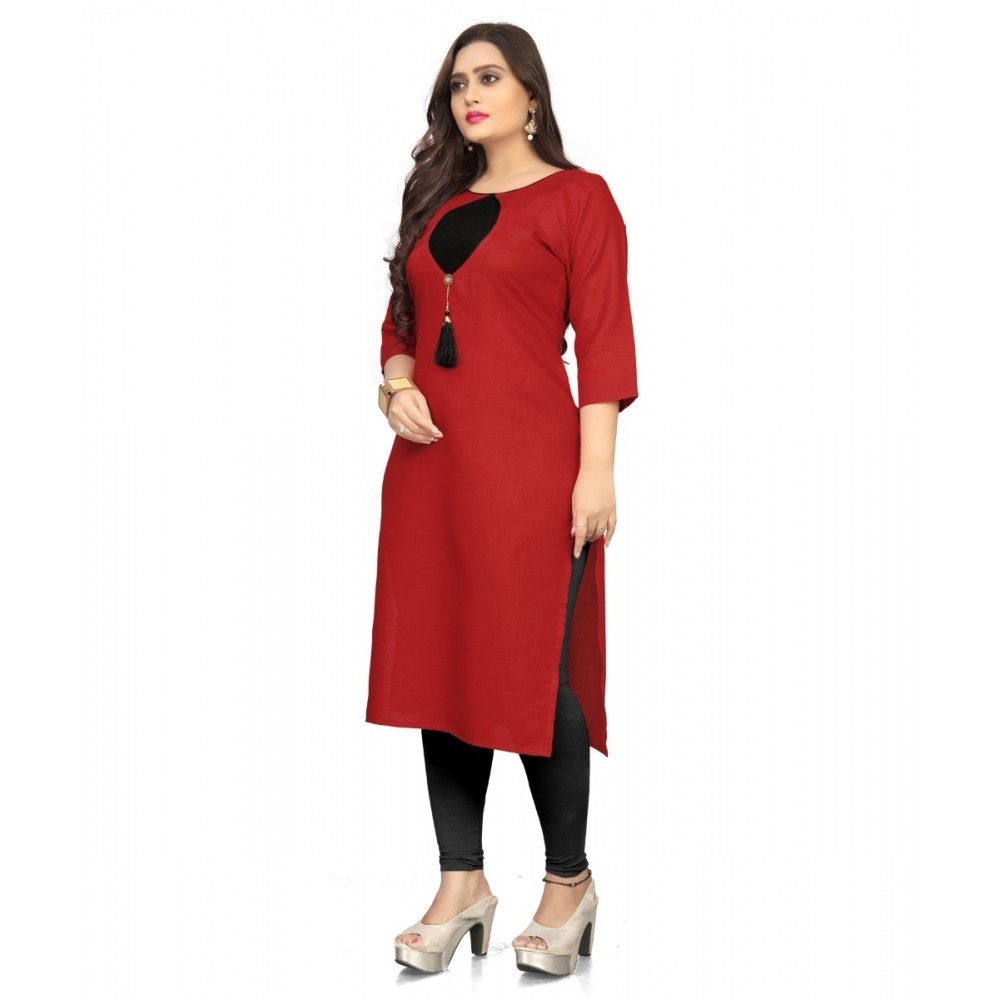 Women's Cotton Soild A-Line Kurti