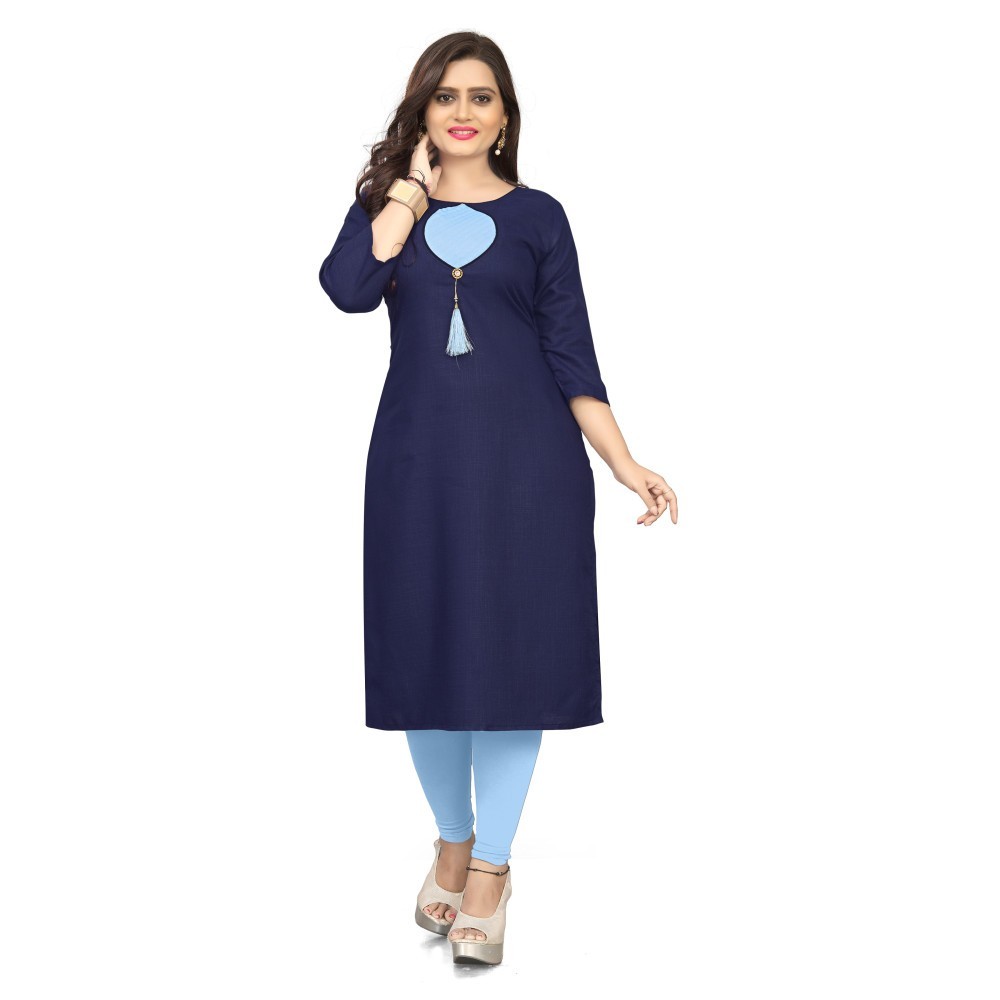 Women's Cotton Soild A-Line Kurti