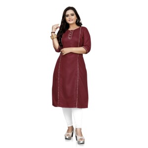 Women's Cotton Soild A-Line Kurti