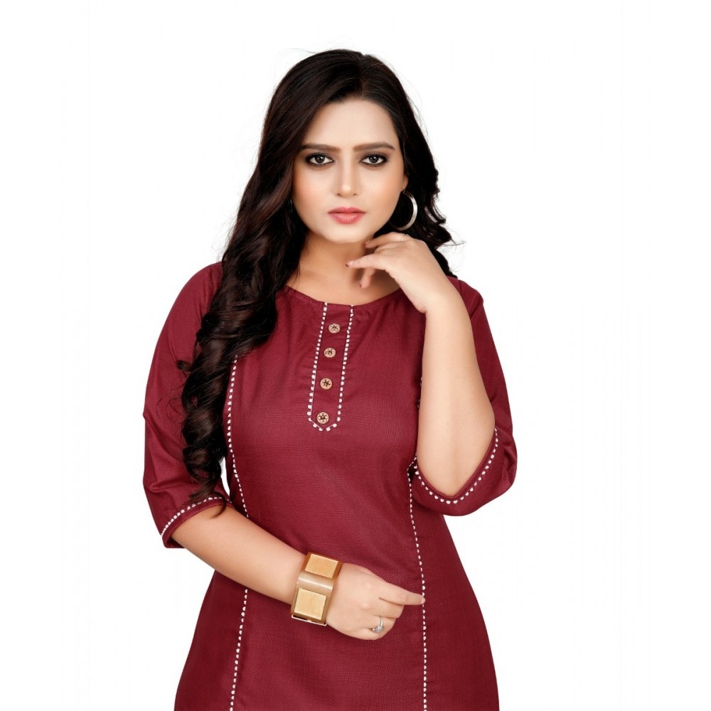 Women's Cotton Soild A-Line Kurti