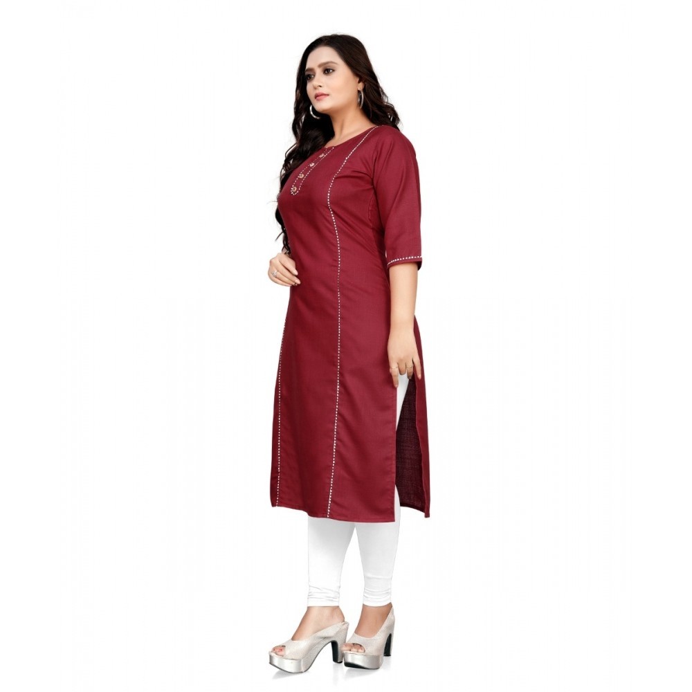 Women's Cotton Soild A-Line Kurti
