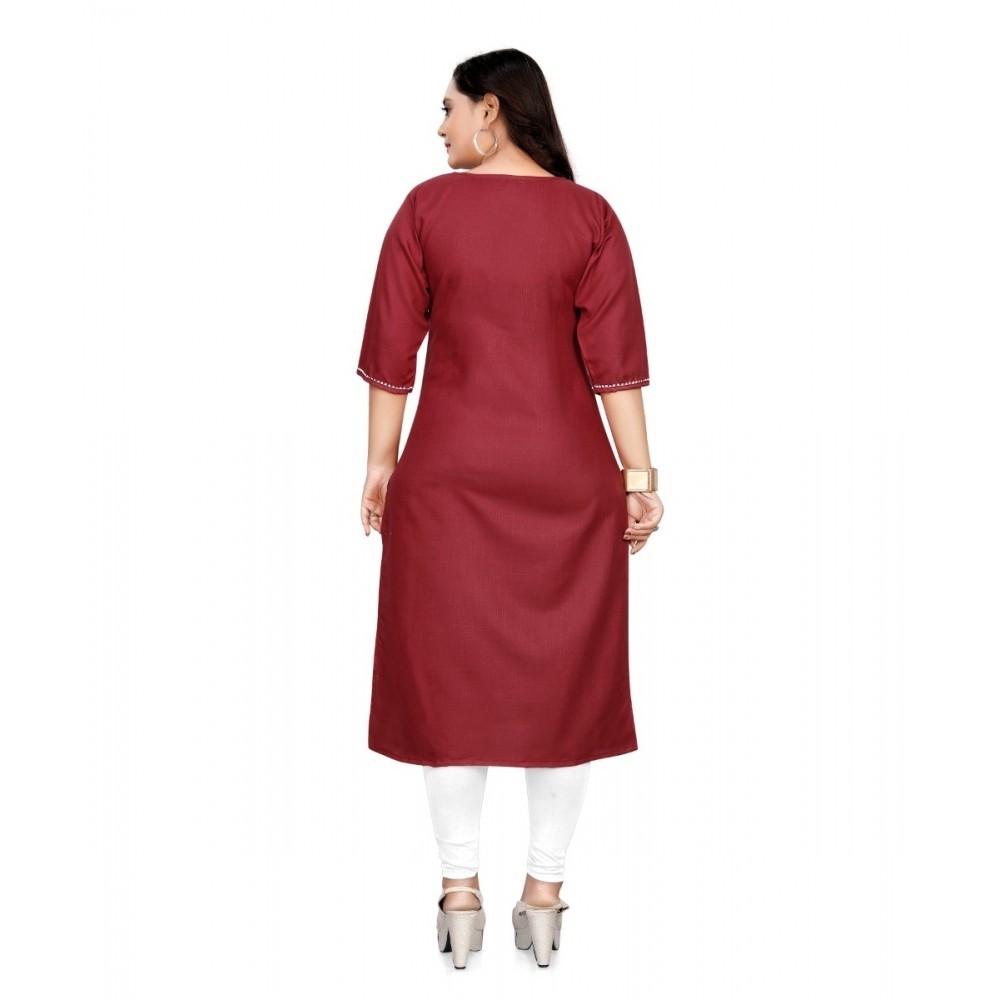 Women's Cotton Soild A-Line Kurti