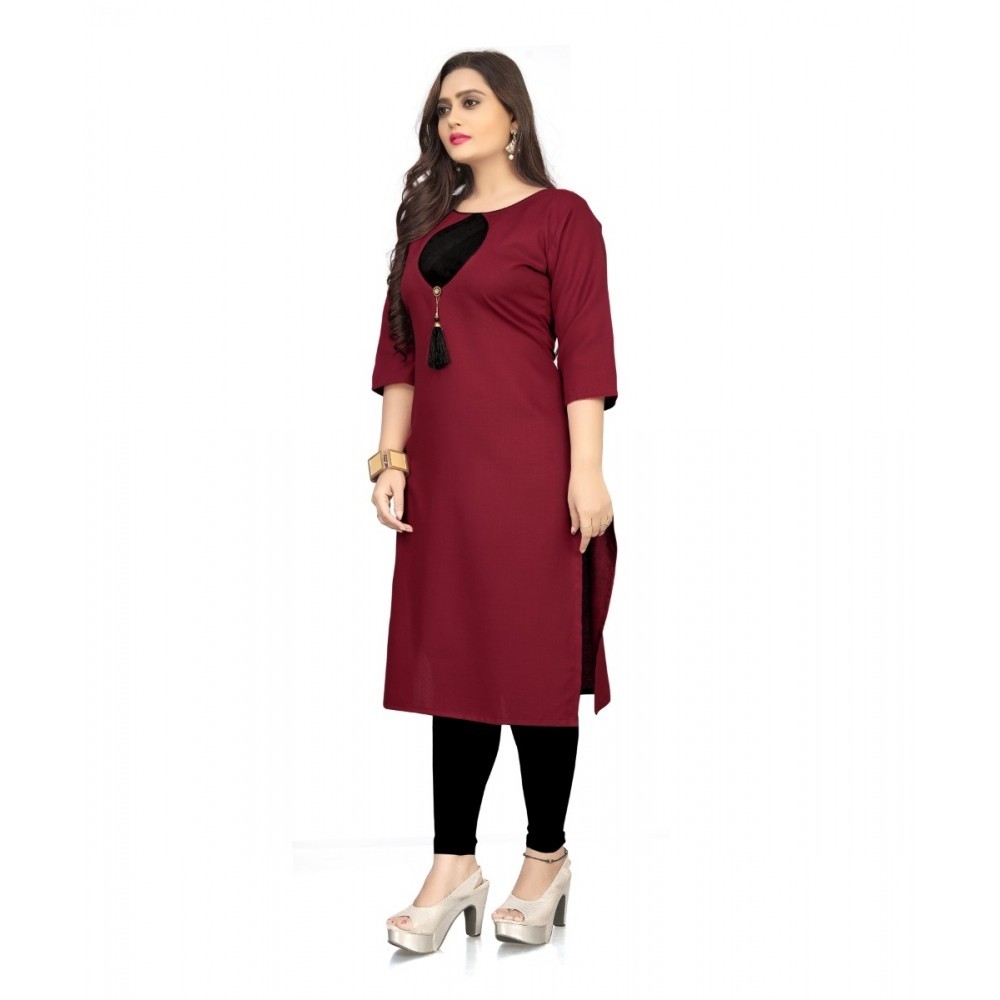 Women's Cotton Soild A-Line Kurti