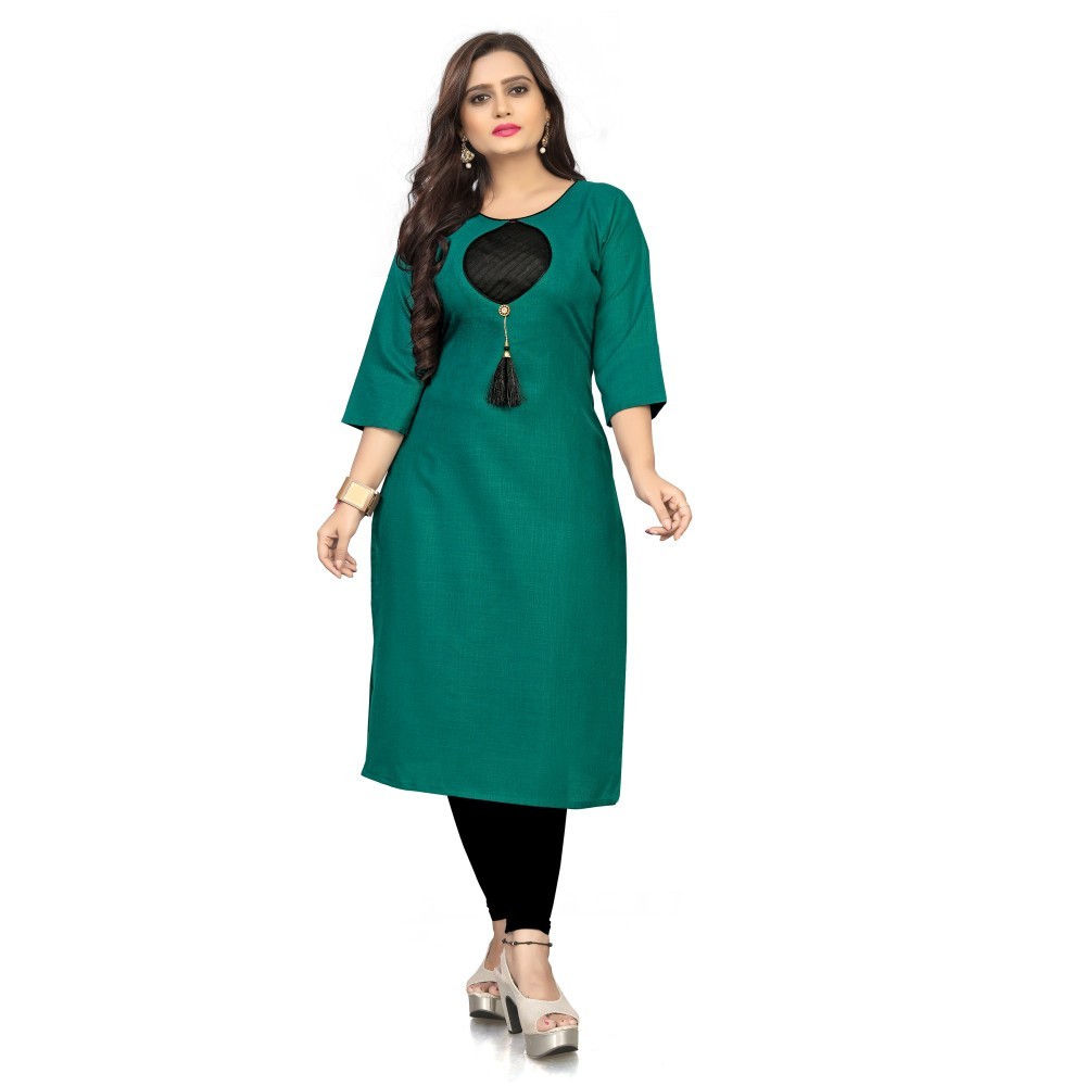 Women's Cotton Soild A-Line Kurti