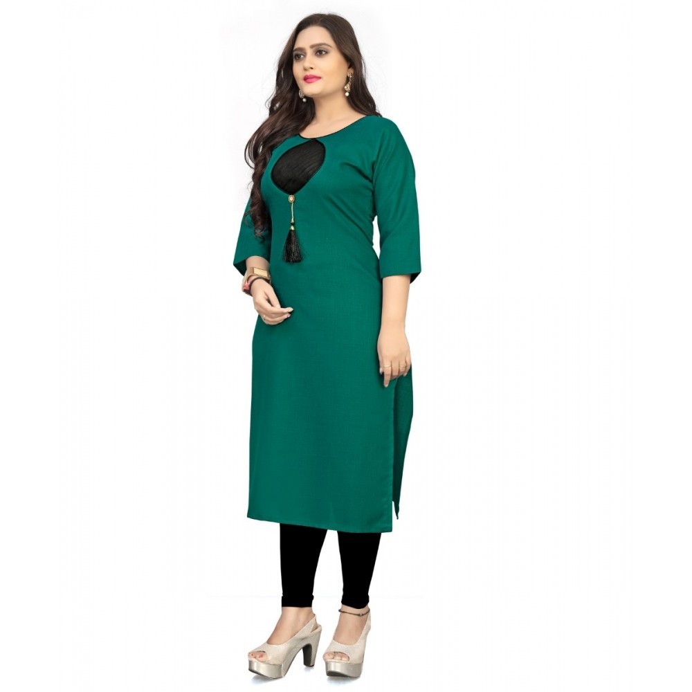 Women's Cotton Soild A-Line Kurti