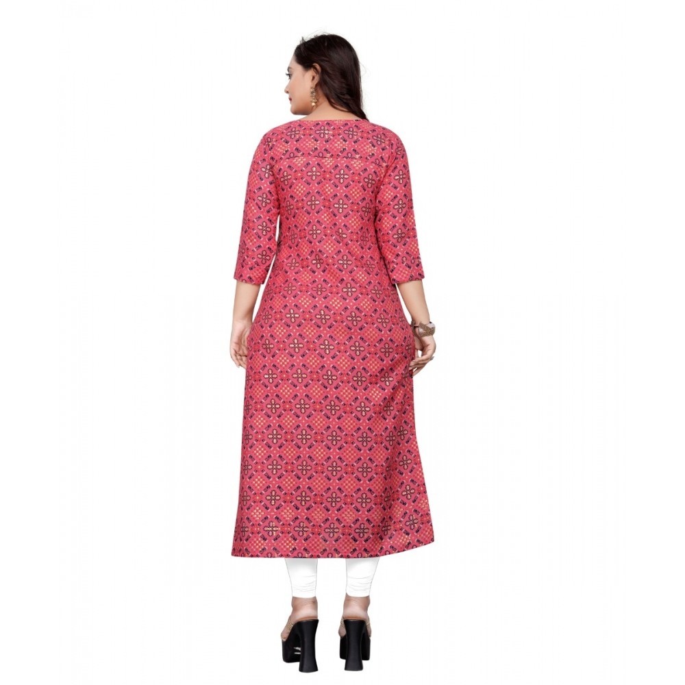 Women's Cotton Print with Foil Frontslit Kurti