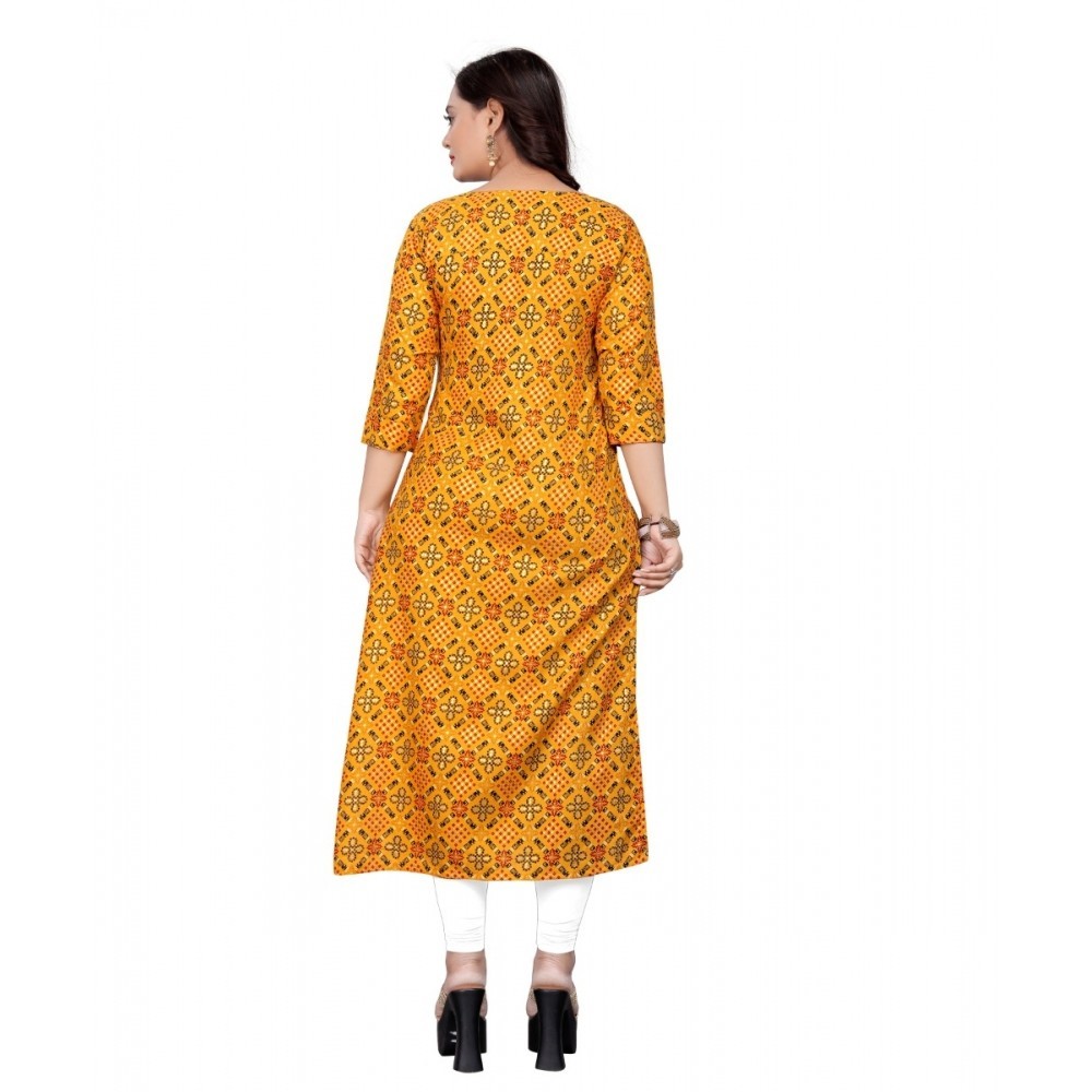 Women's Cotton Print with Foil Frontslit Kurti