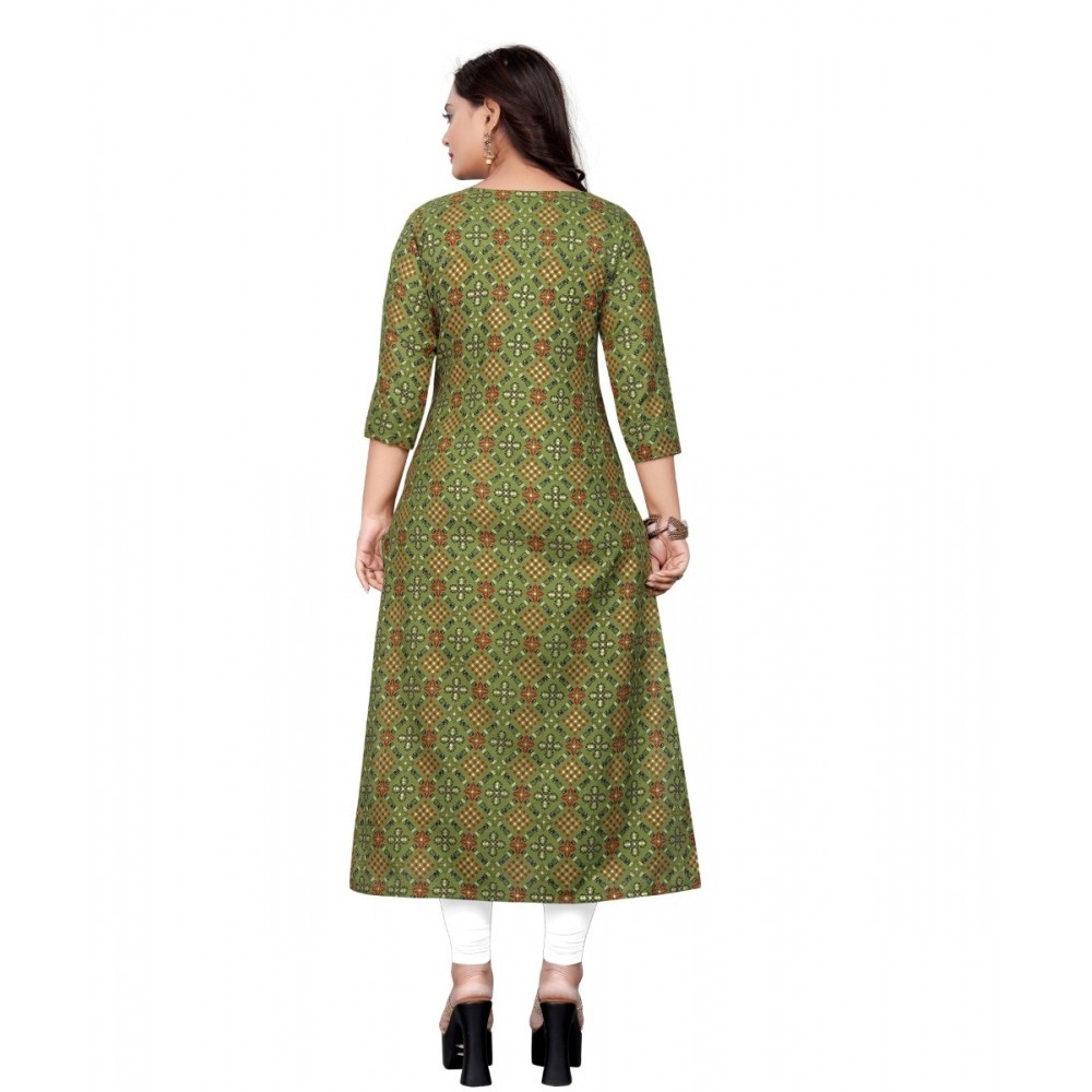 Women's Cotton Print with Foil Frontslit Kurti