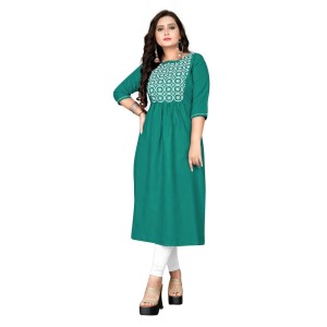 Women's Cotton Embroidery Straight Kurti