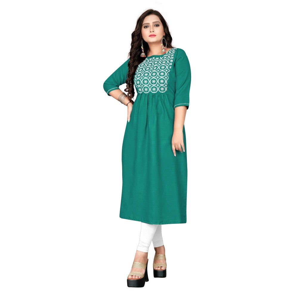 Women's Cotton Embroidery Straight Kurti