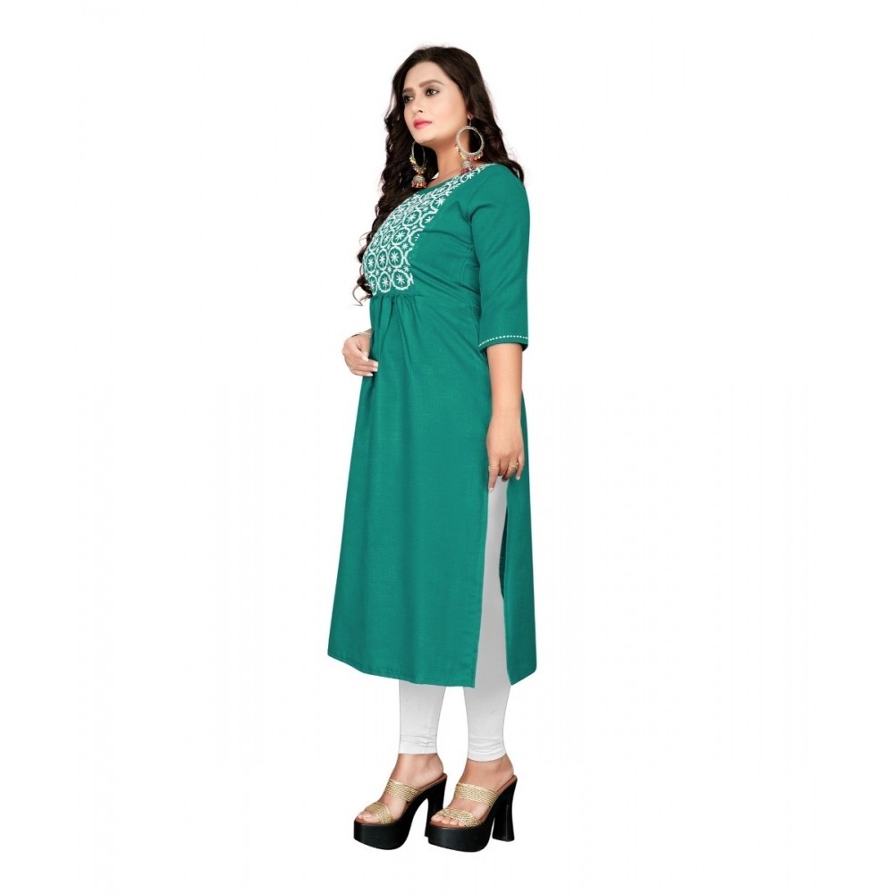 Women's Cotton Embroidery Straight Kurti