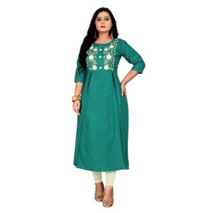 Women's Cotton Embroidery Straight Kurti