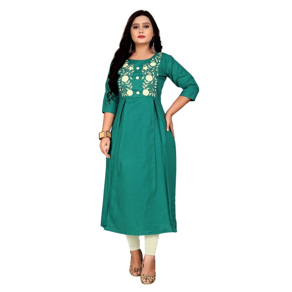 Women's Cotton Embroidery Straight Kurti