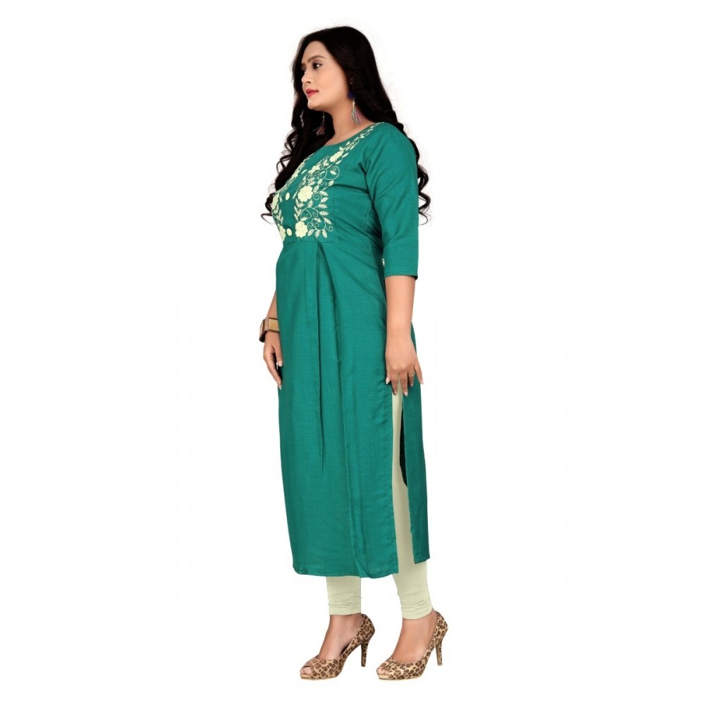 Women's Cotton Embroidery Straight Kurti