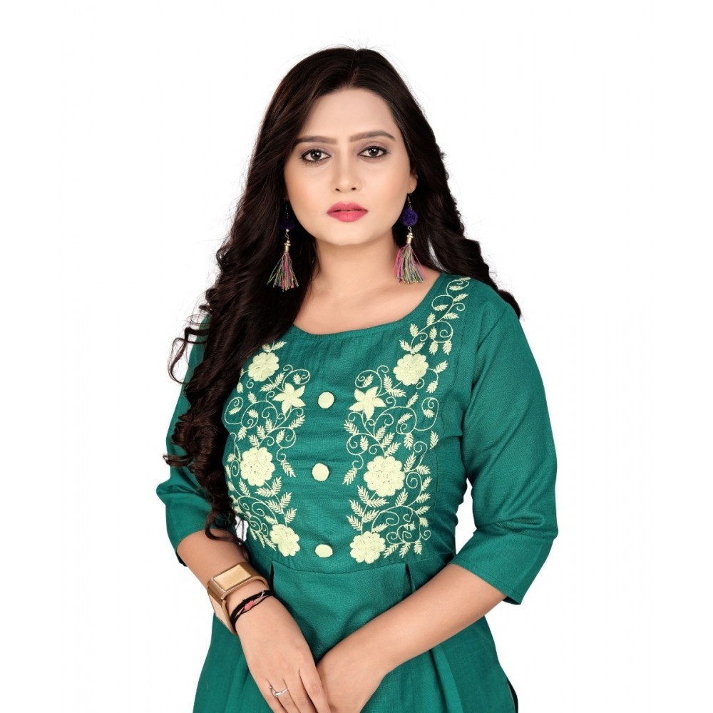 Women's Cotton Embroidery Straight Kurti