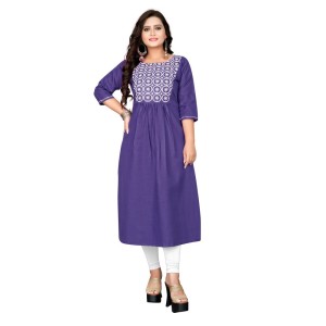 Women's Cotton Embroidery Straight Kurti