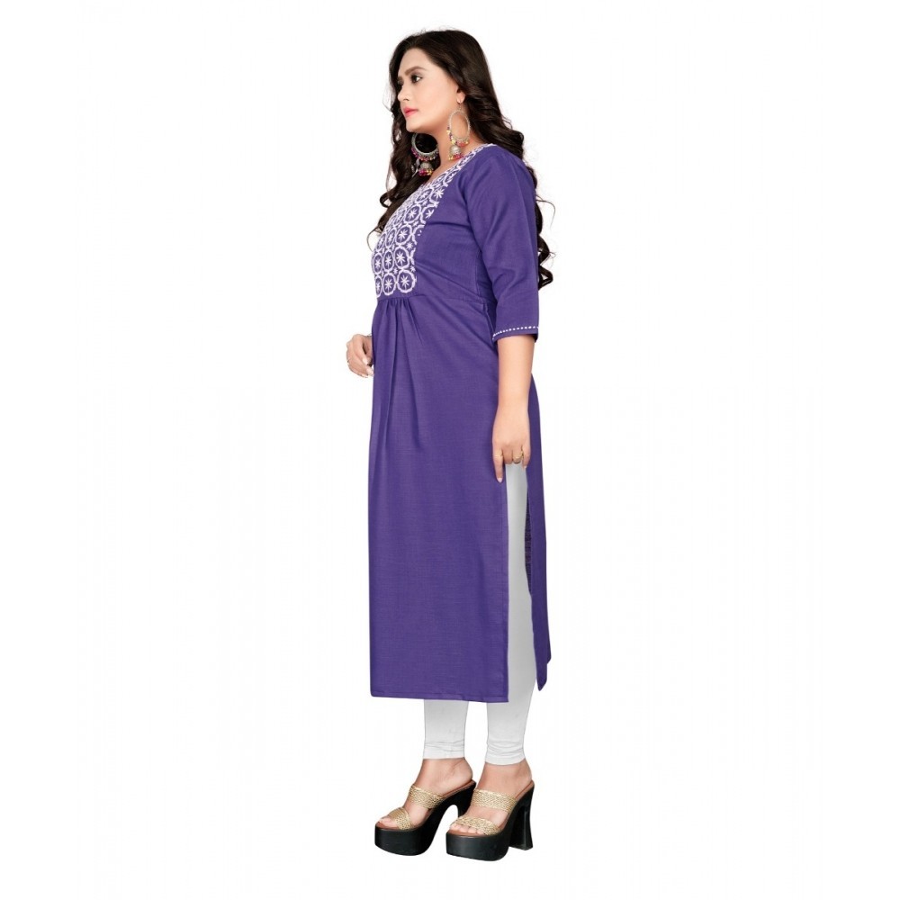 Women's Cotton Embroidery Straight Kurti