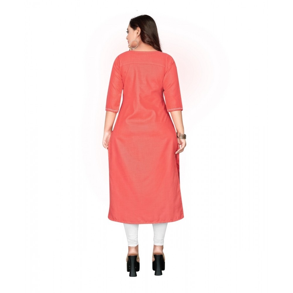Women's Cotton Embroidery Straight Kurti