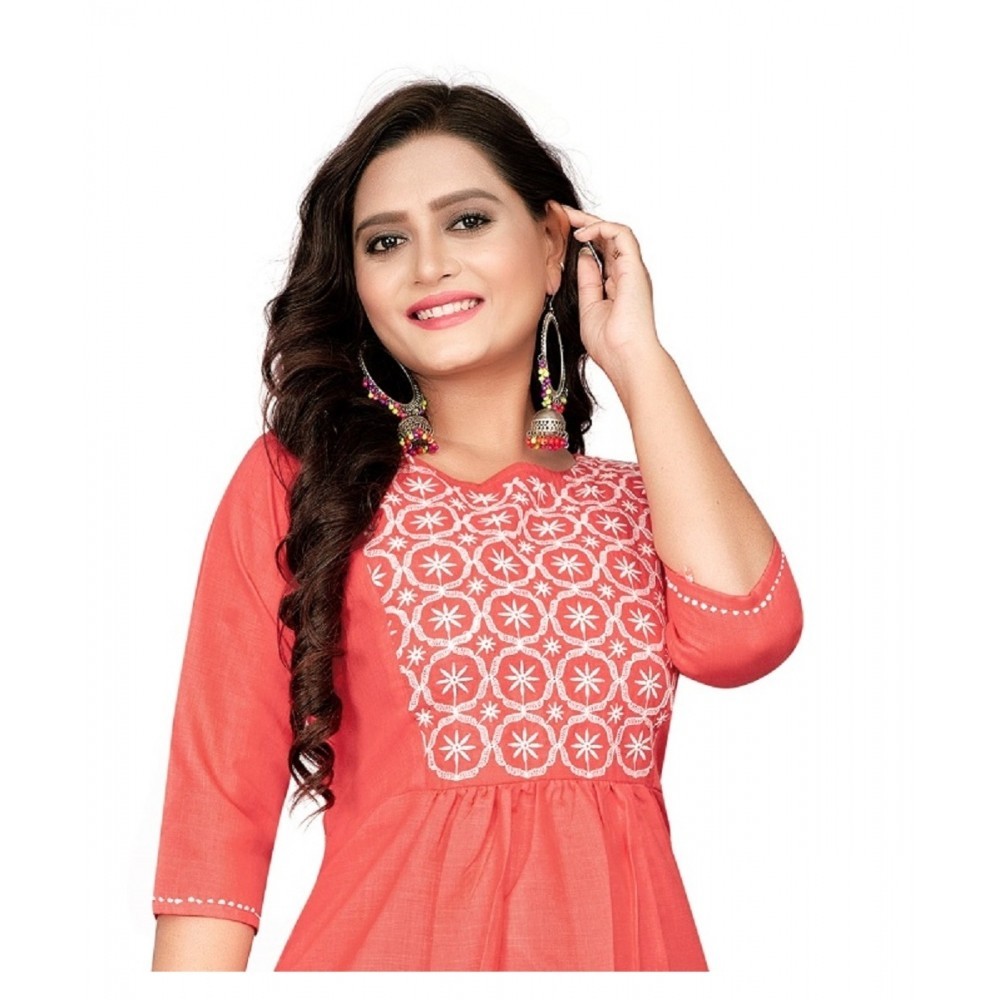 Women's Cotton Embroidery Straight Kurti