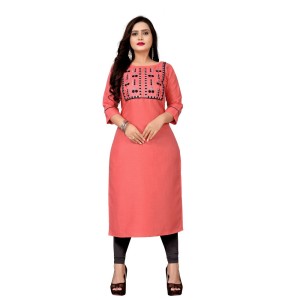 Women's Cotton Embroidery Straight Kurti