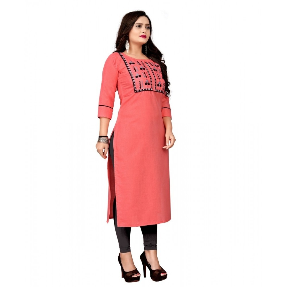 Women's Cotton Embroidery Straight Kurti