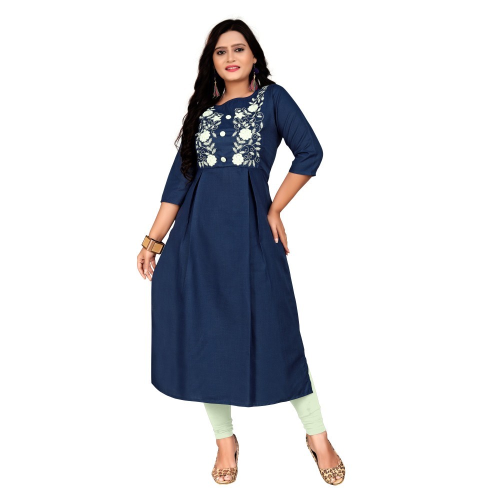 Women's Cotton Embroidery Straight Kurti