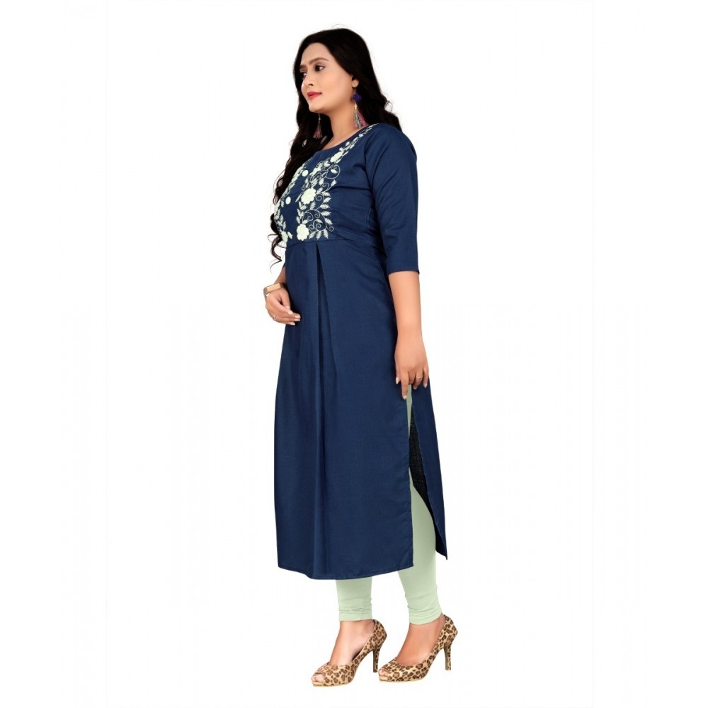 Women's Cotton Embroidery Straight Kurti
