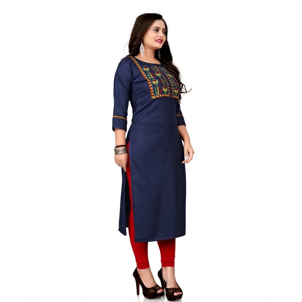 Women's Cotton Embroidery Straight Kurti