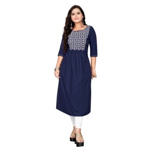 Women's Cotton Embroidery Straight Kurti