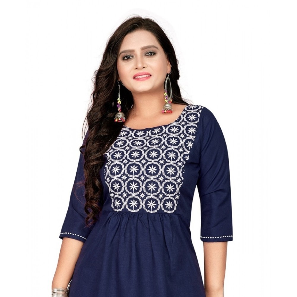 Women's Cotton Embroidery Straight Kurti