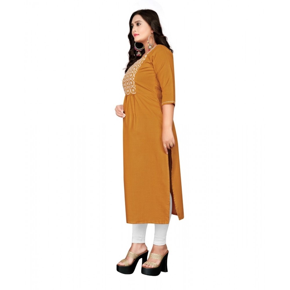 Women's Cotton Embroidery Straight Kurti