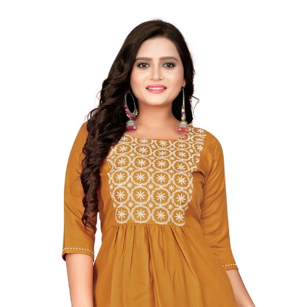 Women's Cotton Embroidery Straight Kurti