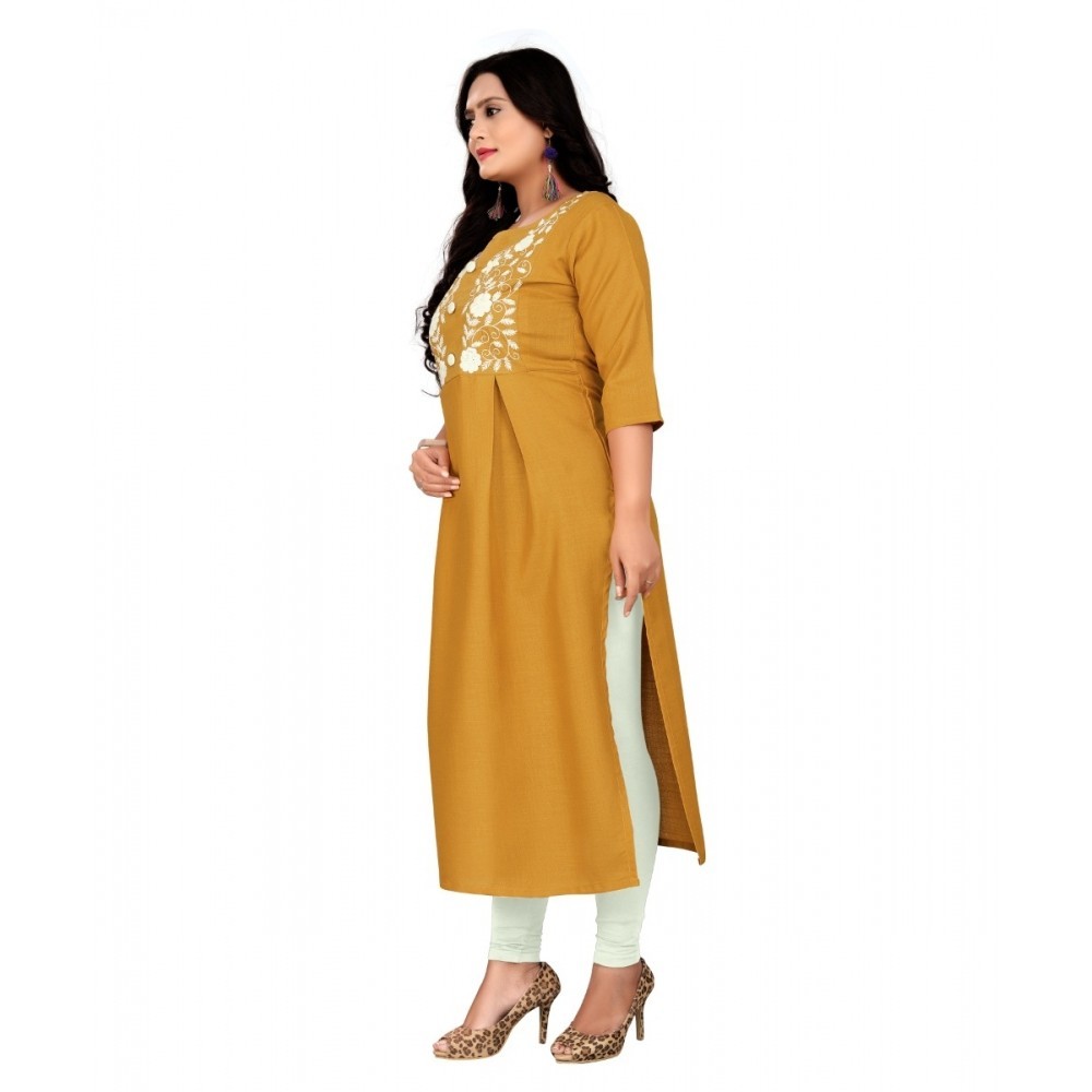 Women's Cotton Embroidery Straight Kurti