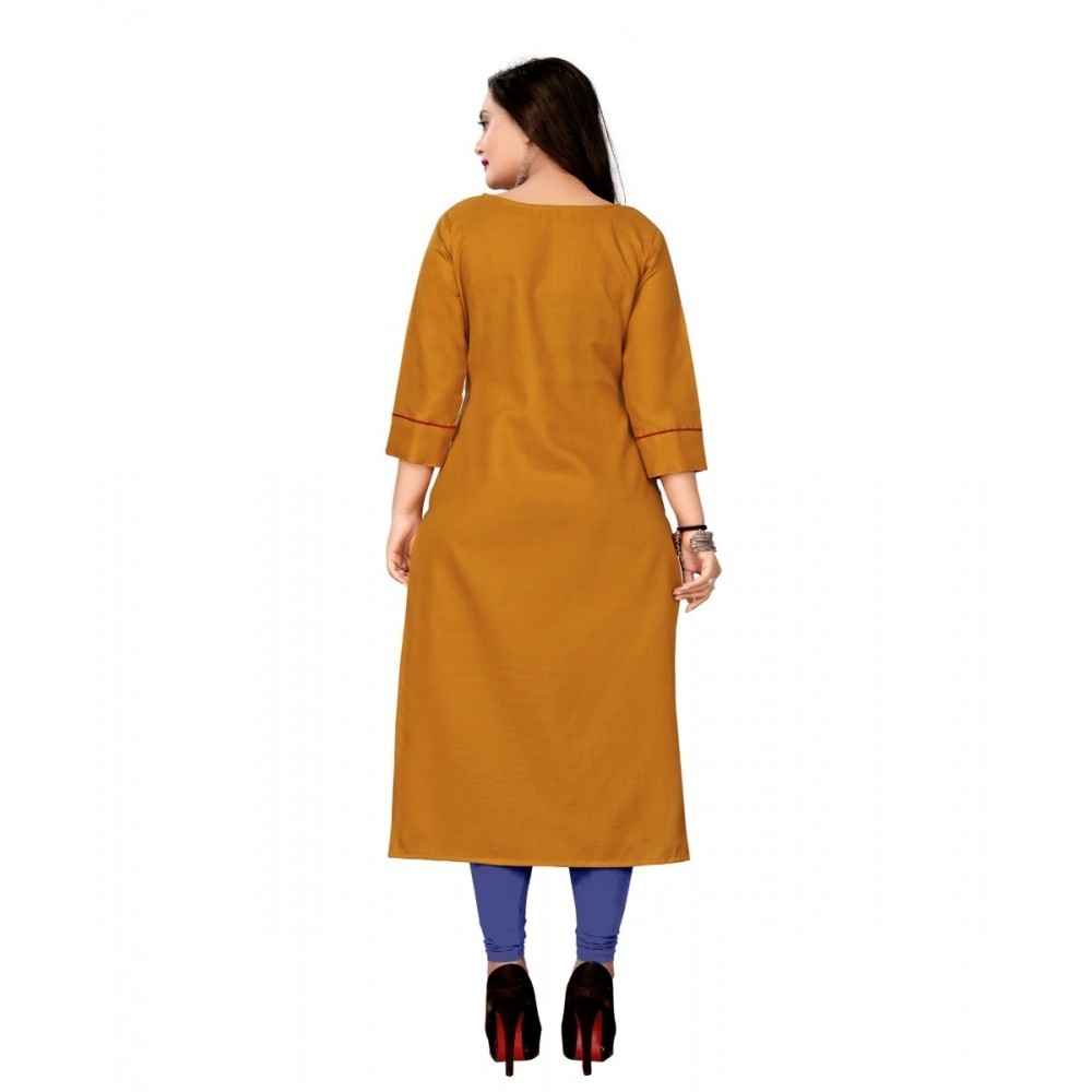 Women's Cotton Embroidery Straight Kurti