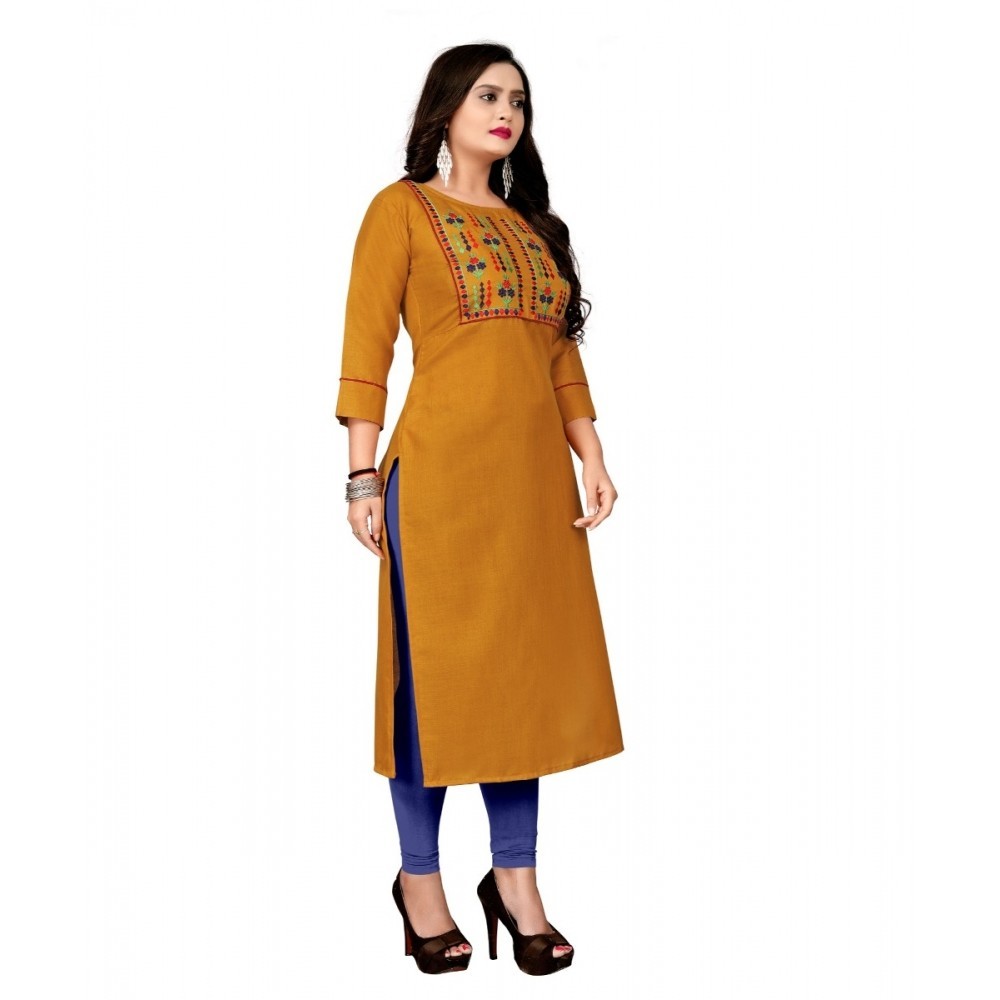 Women's Cotton Embroidery Straight Kurti