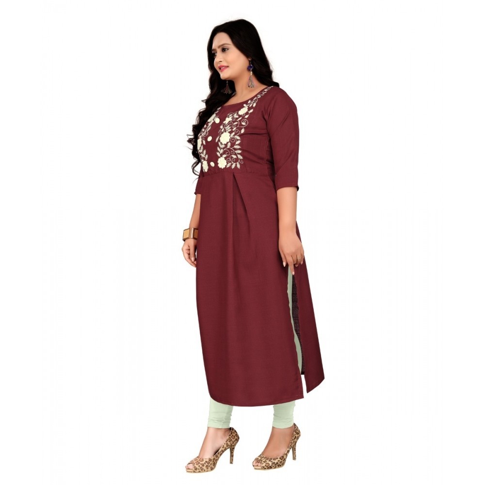 Women's Cotton Embroidery Straight Kurti