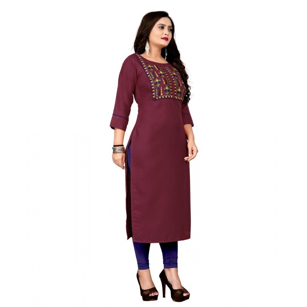 Women's Cotton Embroidery Straight Kurti