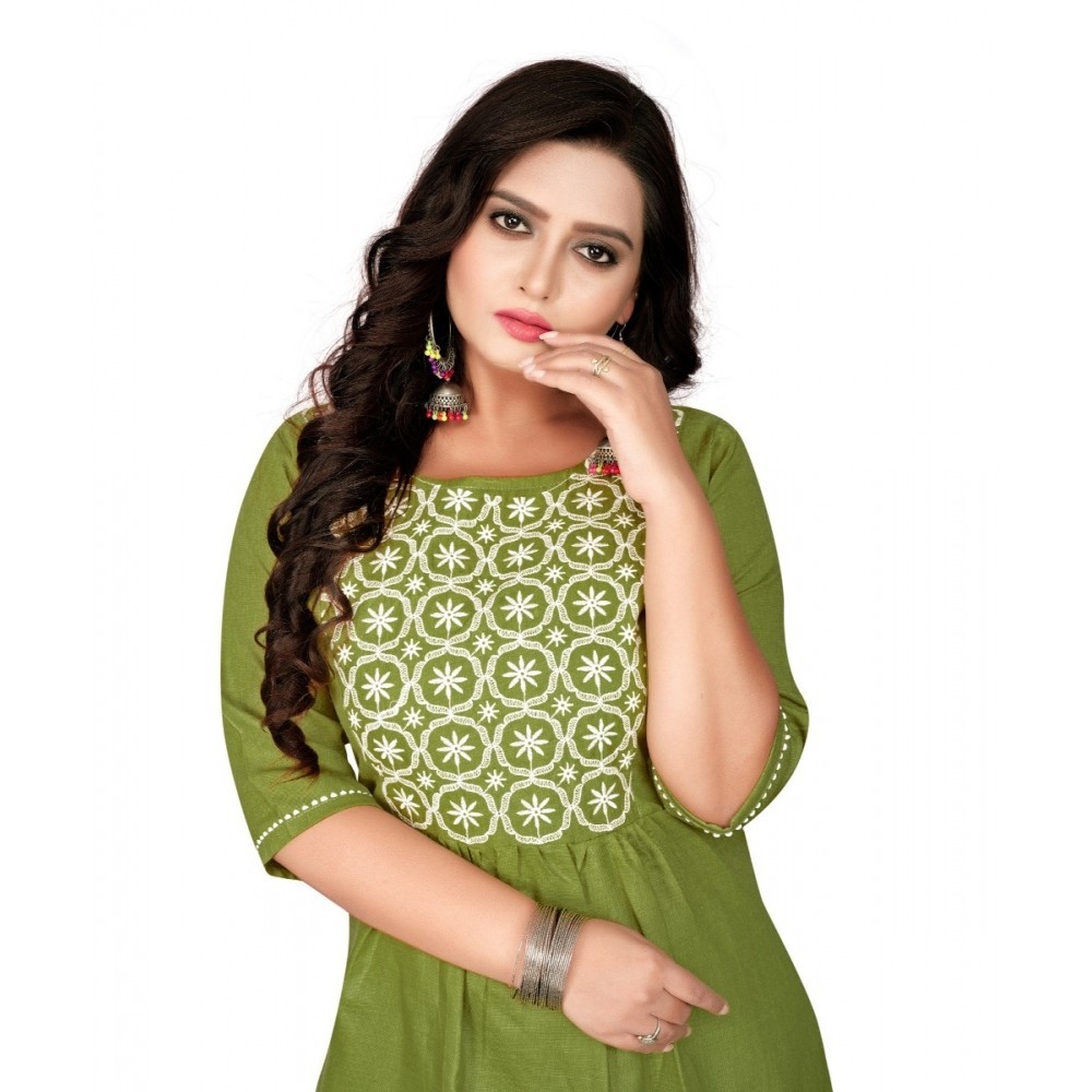 Women's Cotton Embroidery Straight Kurti