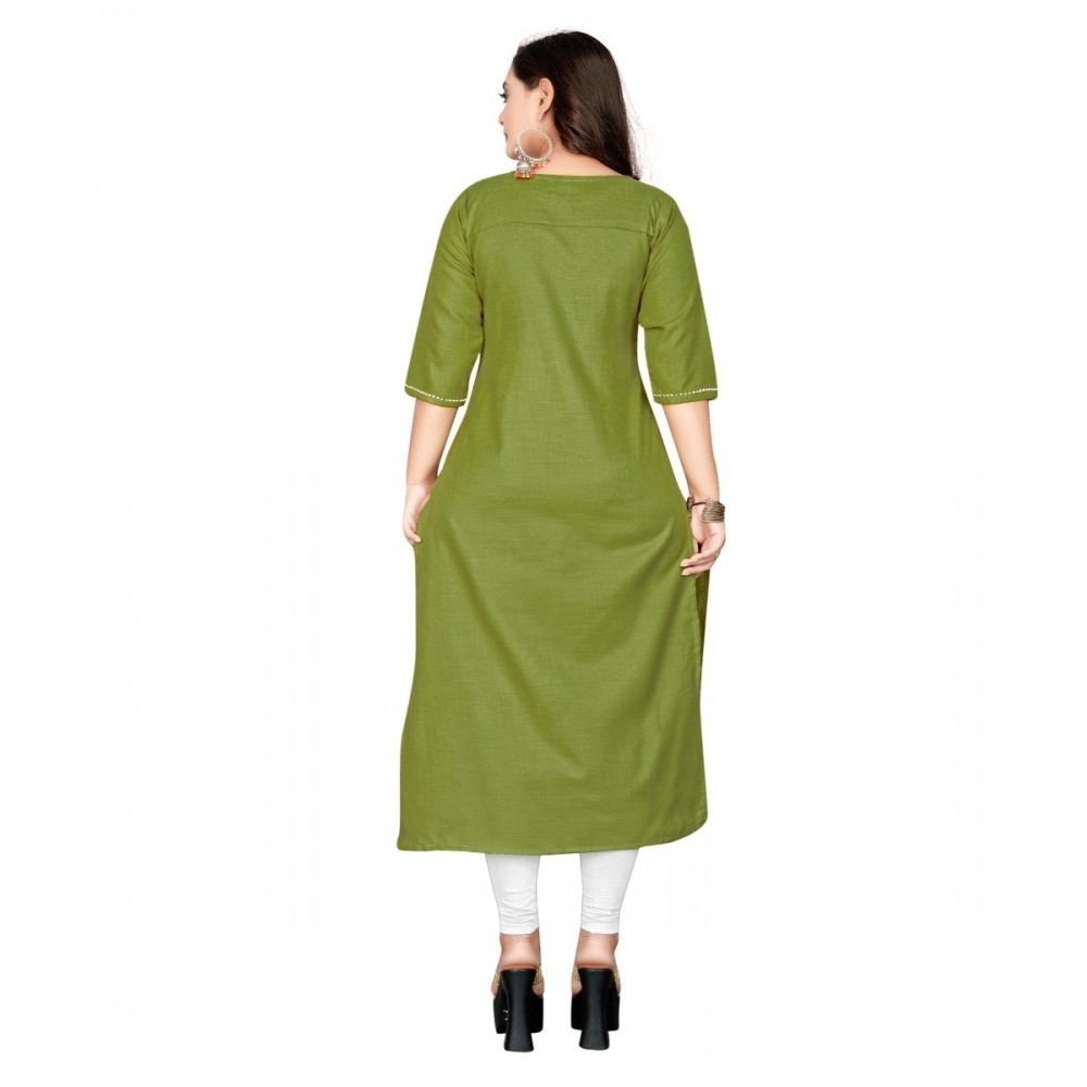 Women's Cotton Embroidery Straight Kurti